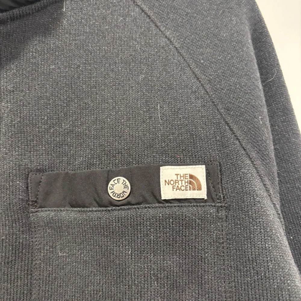 The North Face Mens Full Zip Sweater Fleece Jacket Black Mock Neck Medium